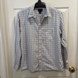 American Eagle Outfitters Blue/White Plaid Shirt- Large